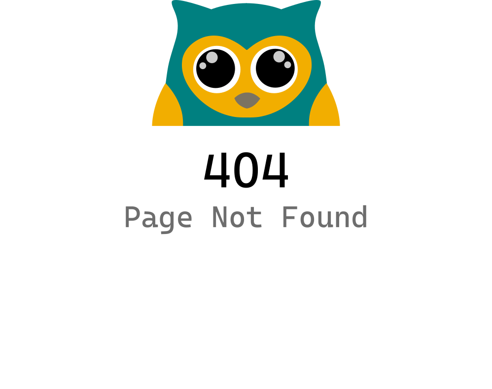 Зеленая сова iProf держит плакат с надписью 404 Page Not Found